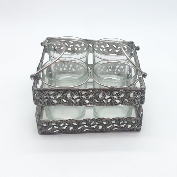 Metal Hamper or Caddy and Glasses - Picture 1 of 11